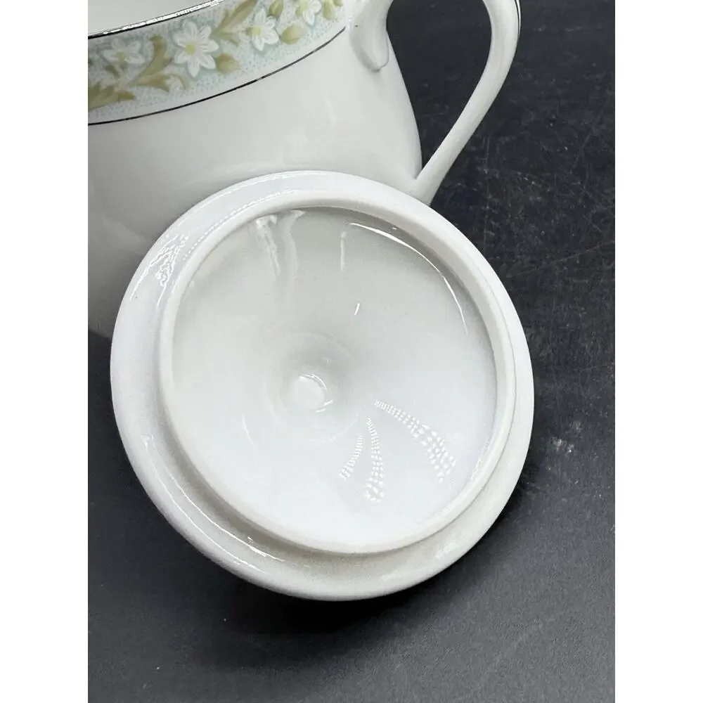 Sango Daisy Chain Cream And Sugar Floral Platinum Blue
